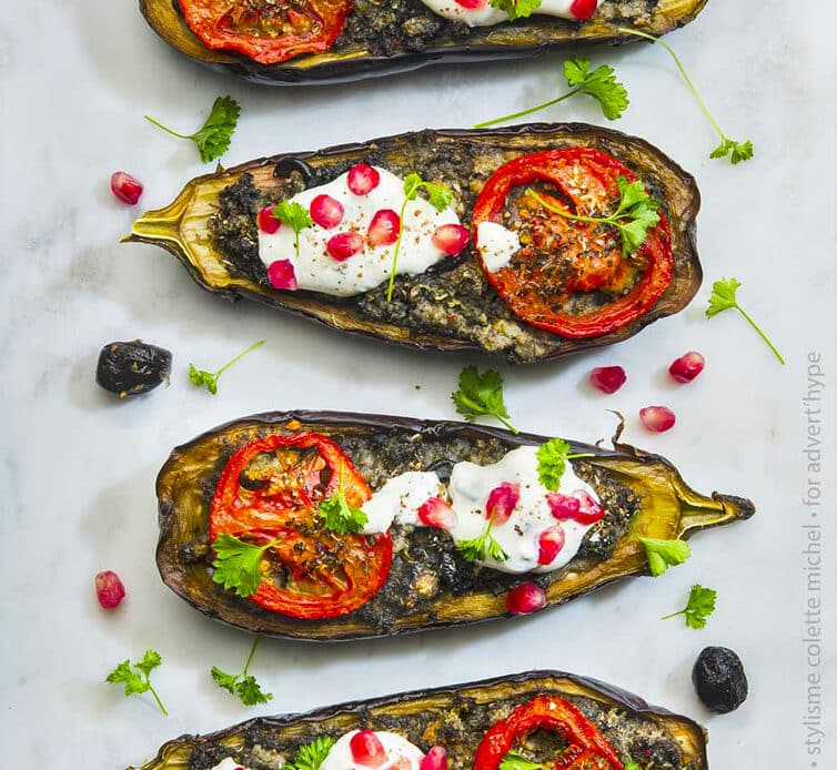 photographie d'une recette d'aubergines farcie 2020